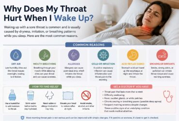 why does my throat hurt when i wake up